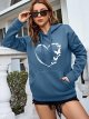 Women's Graphic Hoodies Heart Print Drawstring Long Sleeve Pocket Sweatshirt Pullover Tops