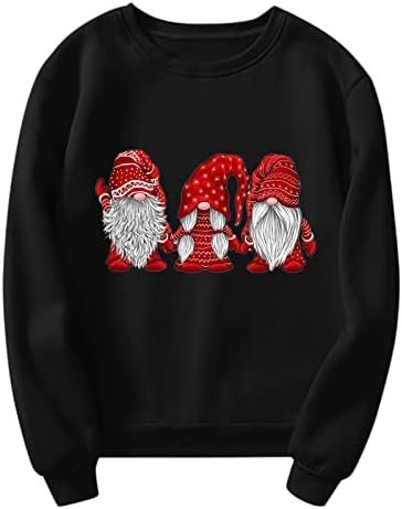 Women Christmas Print Casual Sweatshirt Round Neck Long Sleeve Raglan Sweatshirt Top College Sweatshirts Ladies