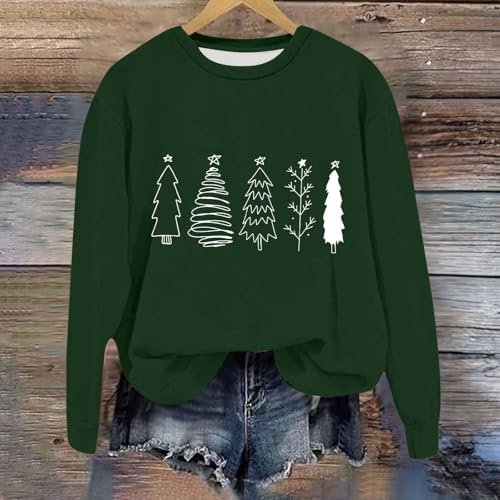 Christmas Women's Long Sleeved Crew Neck Print Lightweight Hoodie Womens Hoodies Lined