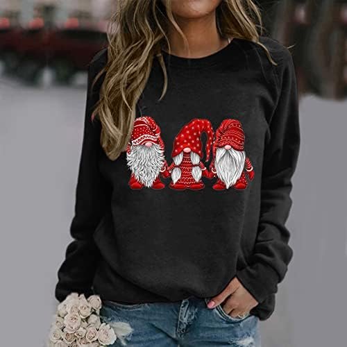 Women Christmas Print Casual Sweatshirt Round Neck Long Sleeve Raglan Sweatshirt Top College Sweatshirts Ladies