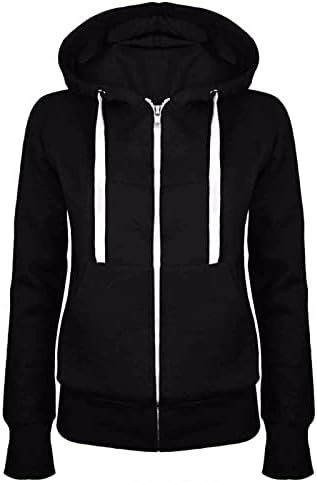 Zip Up Hoodie Women Trendy Long Sleeve Sweatshirts Casual Breathable Athletic Hooded Track Jacket with Pockets