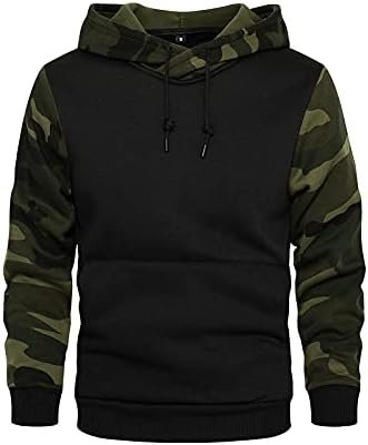 Men's Pullover Hoodie Blend Long Sleeve Contrast Color Military Sweatshirt with Kanga Pocket