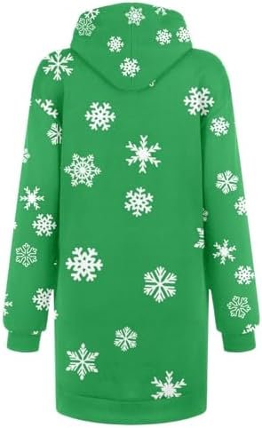 Christmas Women's Printed Long Sleeved Hooded Sweatshirt with Pocket Hoodie Pullover Dress Pencil Dress for Women