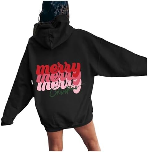 Christmas Women's Letter Print Hoodies Long Sleeved Hoodie With Pockets Style Clothes Women