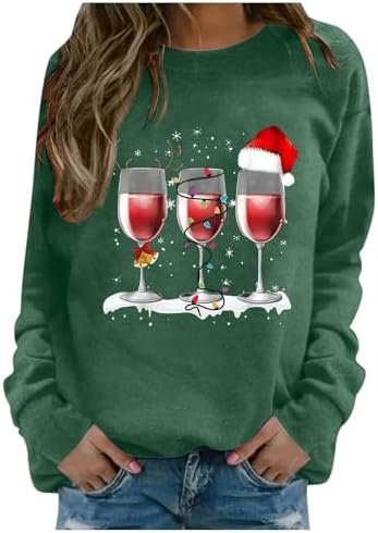 Ladies Autumn Winter Christmas Snowman Wine Glass Printed Hoodie Hoodie Womens Half Zip up