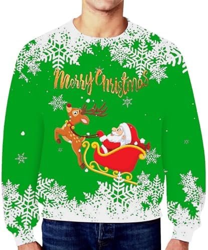 Men's Hoodie Winter Autumn Casual Long Sleeved Christmas Snowflake Print Pullover Top All Hoodies for Men