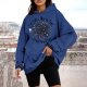 Christmas Fashion Print Casual Hooded Long Sleeve Hoodie Woman Button Neck Pullover Women